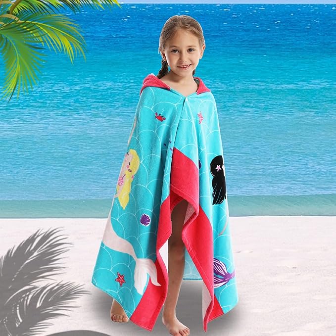 Kids Bath Towels, Kids Towel Girls Boys Hooded Beach,Bathroom,Pool Swim Towels 30 × 50 INCH Large Size Ultra Absorbent Cute Cartoon Animal Full Vitality 100% Cotton Wearable Wrap for Child
