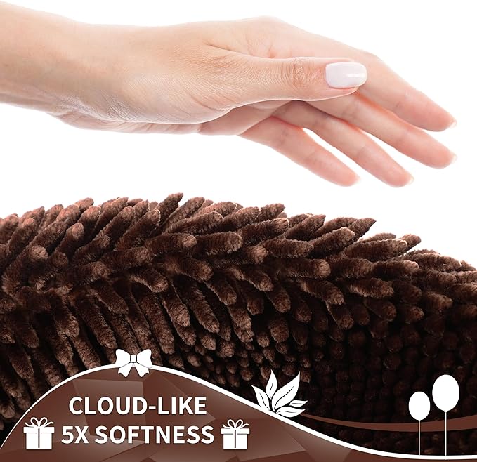 Yimobra Long Bathroom Rugs Runner 70x24 Inch, Extra Thick Soft Absorbent Chenille Bath Mat, Non Slip Machine Washable, Quick Dry Bath Rugs for Bathroom Floor, Tub and Shower, Brown
