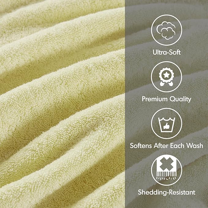 Madison Park 800GSM Bathroom Towel Set of 8 100% Cotton Bath Towel Set for Bathroom Luxurious Highly Absorbent 2 Bath Towels 2 Hand Towels 4 Washcloths Quick Dry Spa Quality Yellow