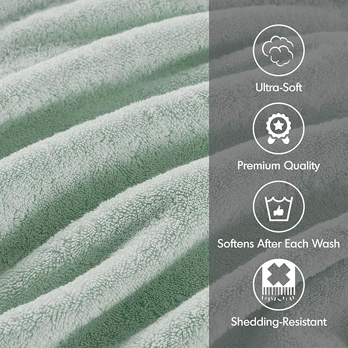 Madison Park 800GSM Bath Sheet Towel Oversized 34" x 68" 2 Pack 100% Cotton Bath Towel Set Highly Absorbent Hotel Spa Quality for Bathroom, Seafoam