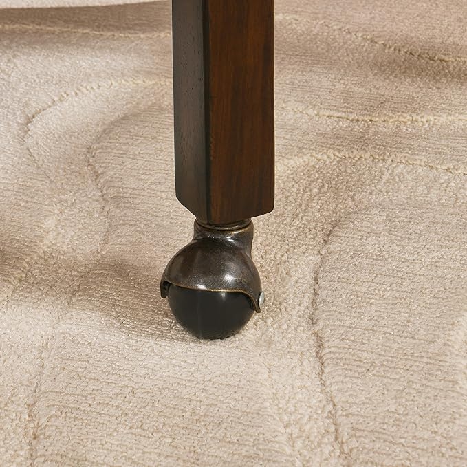 Dinning Chairs with Wheels and Arms Set of 4, Solid Wood Office Desk Chairs with Frosted Velvet Upholstered, Classic Swivel Accent Chairs, 31.5" H Boss Caption's Chair for, Warm Grey XXY-HT22-TP