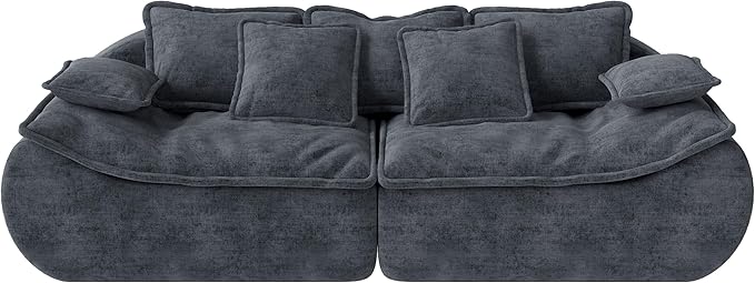 Hobestluk Sectional Sofa Couches 3-Seater Modular Sofa, 87'' Comfy Loveseat with Throw, Deep Seat Small Sofa for Compact Space, Memory Foam Sectional Couches for Living Room, Office, Apartment