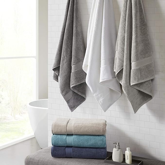 Madison Park 800GSM Bath Sheet Towel Oversized 34" x 68" 2 Pack 100% Cotton Bath Towel Set Highly Absorbent Hotel Spa Quality for Bathroom, Grey