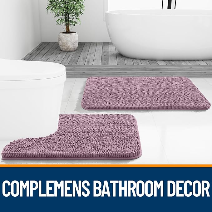OLANLY Bathroom Rugs 47x17, Extra Soft Absorbent Chenille Bath Rugs, Rubber Backing Quick Dry, Machine Washable Bath Mats for Bathroom Floor, Tub and Shower, Home Decor Accessories, Deep Plum