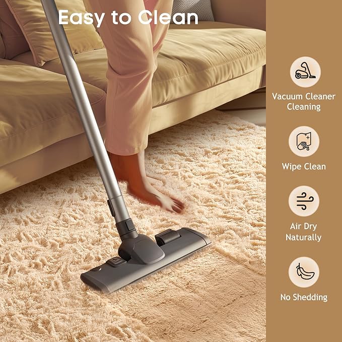Ophanie Beige Rugs for Living Room Bedroom, 5x8 Fluffy Fuzzy Furry Carpet, Plush Soft Shaggy Bedside Indoor Floor Area Rug for Kids Girls Boys Baby Teen Dorm Nursery Home Decor Aesthetic