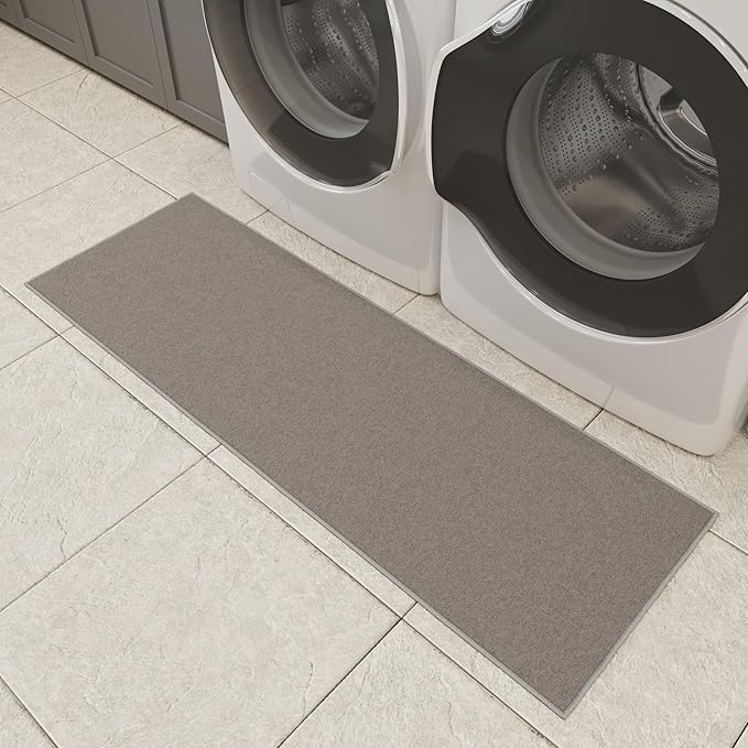 Ottomanson Hallway Runner Rug 2'2" x 6' Non Slip Solid Area Rugs Easy to Clean Laundry Rug Runner Durable & Pet Friendly Floor Carpet Runners for Hallways Entryway Living Room Kitchen, Gray