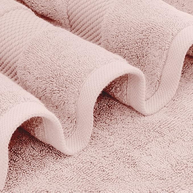 White Classic Pink 650 GSM Cotton Bath Sheet Towel - Extra Large 35x70, Luxury Soft, Highly Absorbent, Quick Dry, 2 Pack
