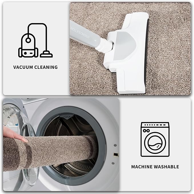 PURRUGS Dirt Trapping Door Mat 24" x 70", Non-Slip/Skid Machine Washable Entryway Rug, Shoes Scraper, Area Rug, Super Absorbent Welcome Mat for Muddy Wet Shoes and Paws, Beige & Grayish Brown