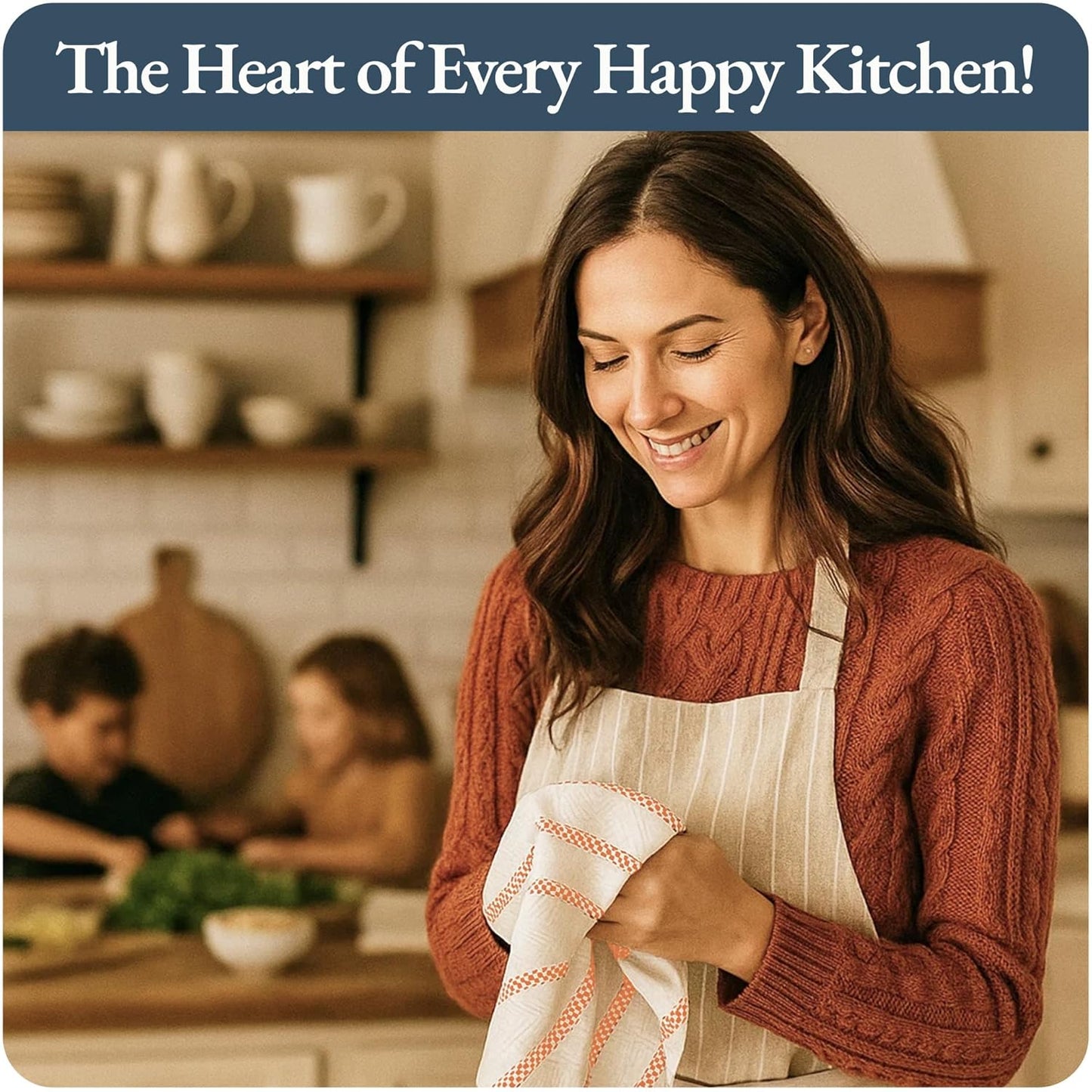 LANE LINEN Kitchen Towels Set – Pack of 6 Cotton Dish Towels, 18”x28”, Absorbent & Quick-Drying Tea Towels for Drying Dishes – Rust