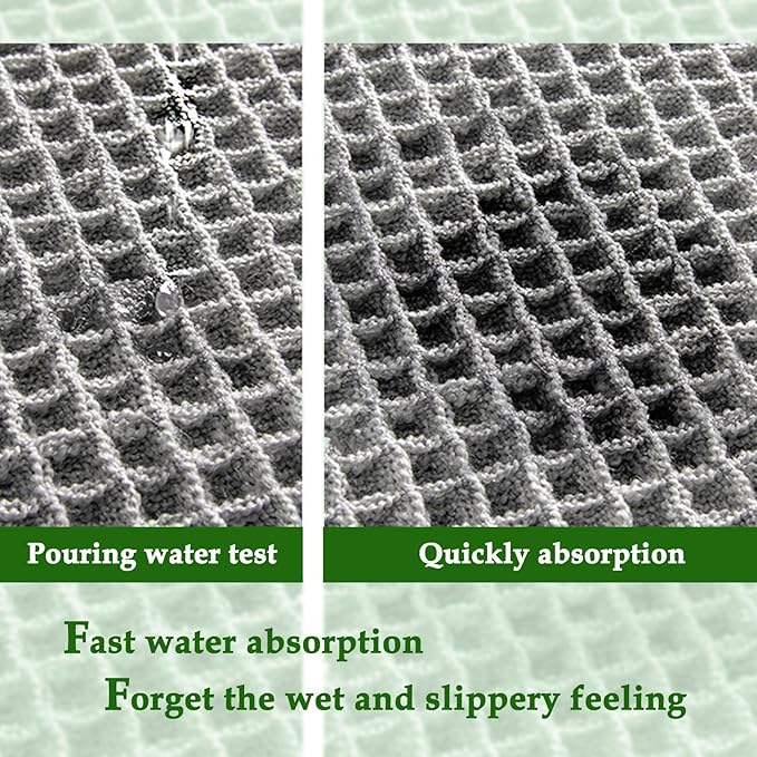 ZALL Grey Waffle Bath Mat,Super Absorbent Non Slip Bathroom Rug,Gray 17x24 inch,Machine Washable Ultra Soft Floor Mats