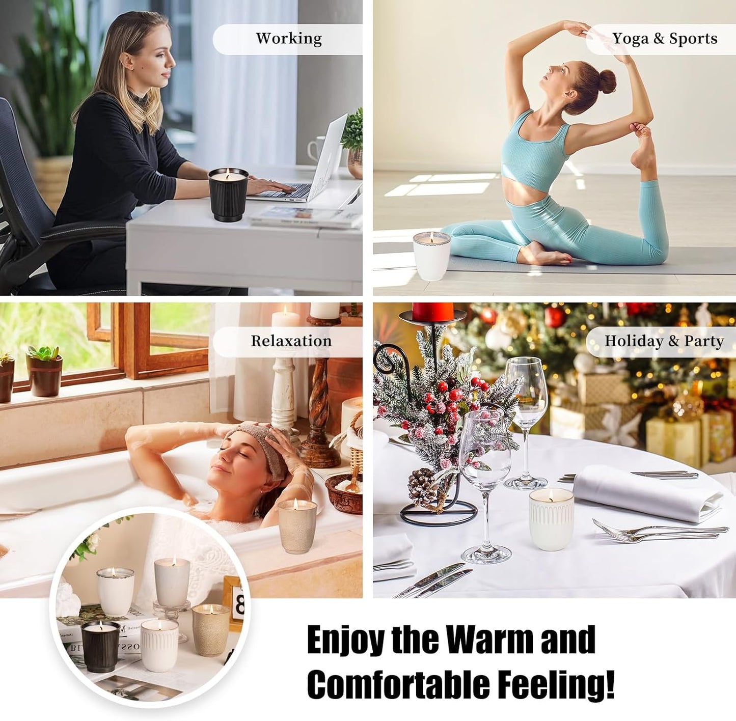 Scented Candle, 8oz Soy Candles, Red Rose Scented Jar Candles for Women & Men, Long-Lasting Aromatherapy White Candle Wax for Home, Bathroom, Non Toxic Candle Gift (Ceramic Cup 15)