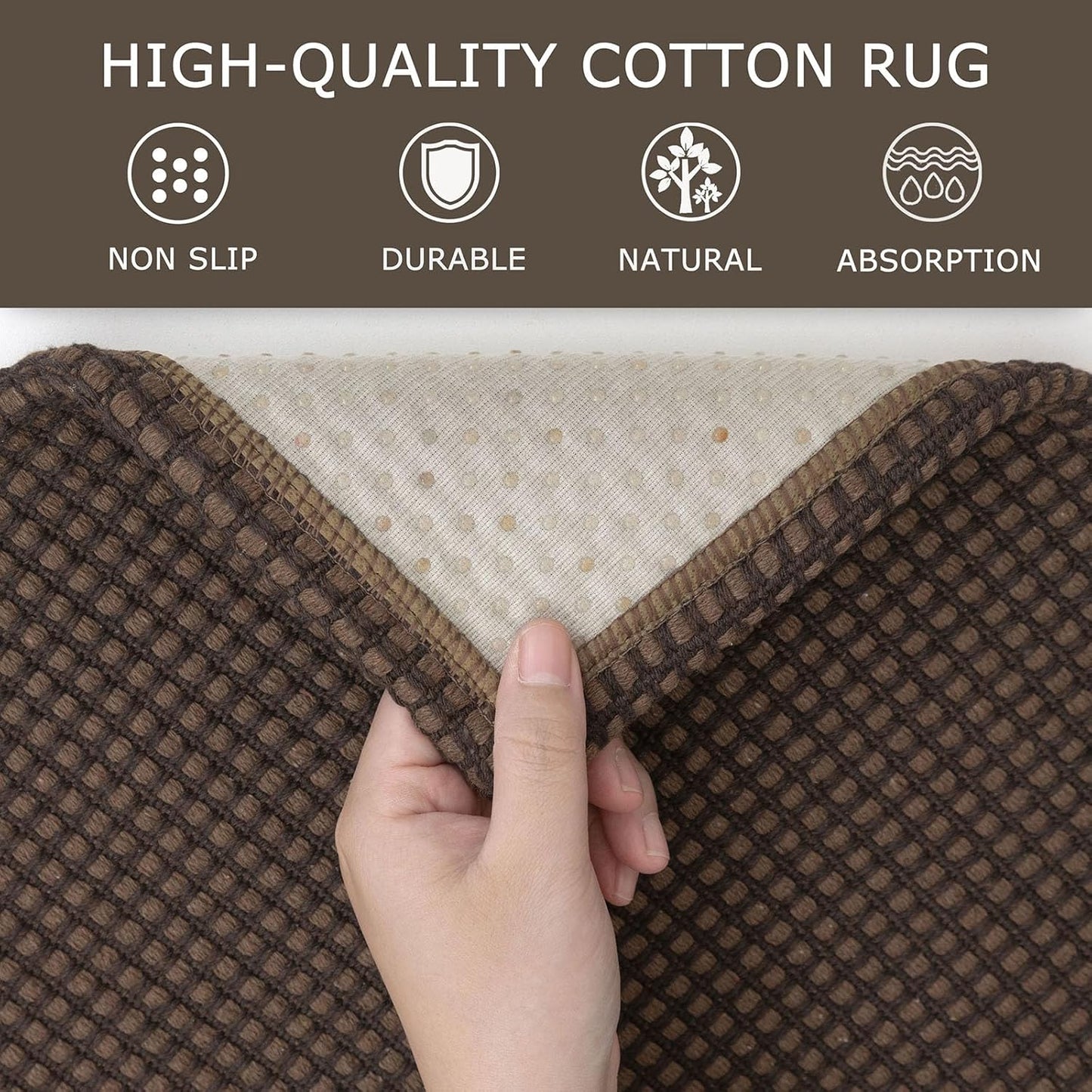 KOZYFLY Extra Long Runners for Hallways 3x20 ft Washable Kitchen Runner Non Slip Rubber Backed Hallway Rug Cotton Entryway Runner Rug Floor Carpet for Indoor Hall, Kitchen, Stair, Reddish Brown/Coffee