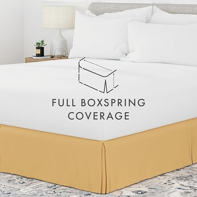 Linen Market Bed Skirt - Ultra Soft Microfiber - Easy Fit with 14 Inch Tailored Drop - Hotel Quality, Shrinkage & Fade Resistant - Bed Cover - Cal King Bed Skirt - Bedroom Décor - (Cal King, Gold)