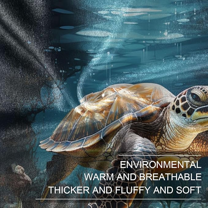 Sea Turtles Throw Blanket for Teens Boys Girls and Adults Soft Warm Cozy Funny Midweight Food Flannel Blankets for Couch Sofa Bed Camping Travel Home Decor 50" X 60"