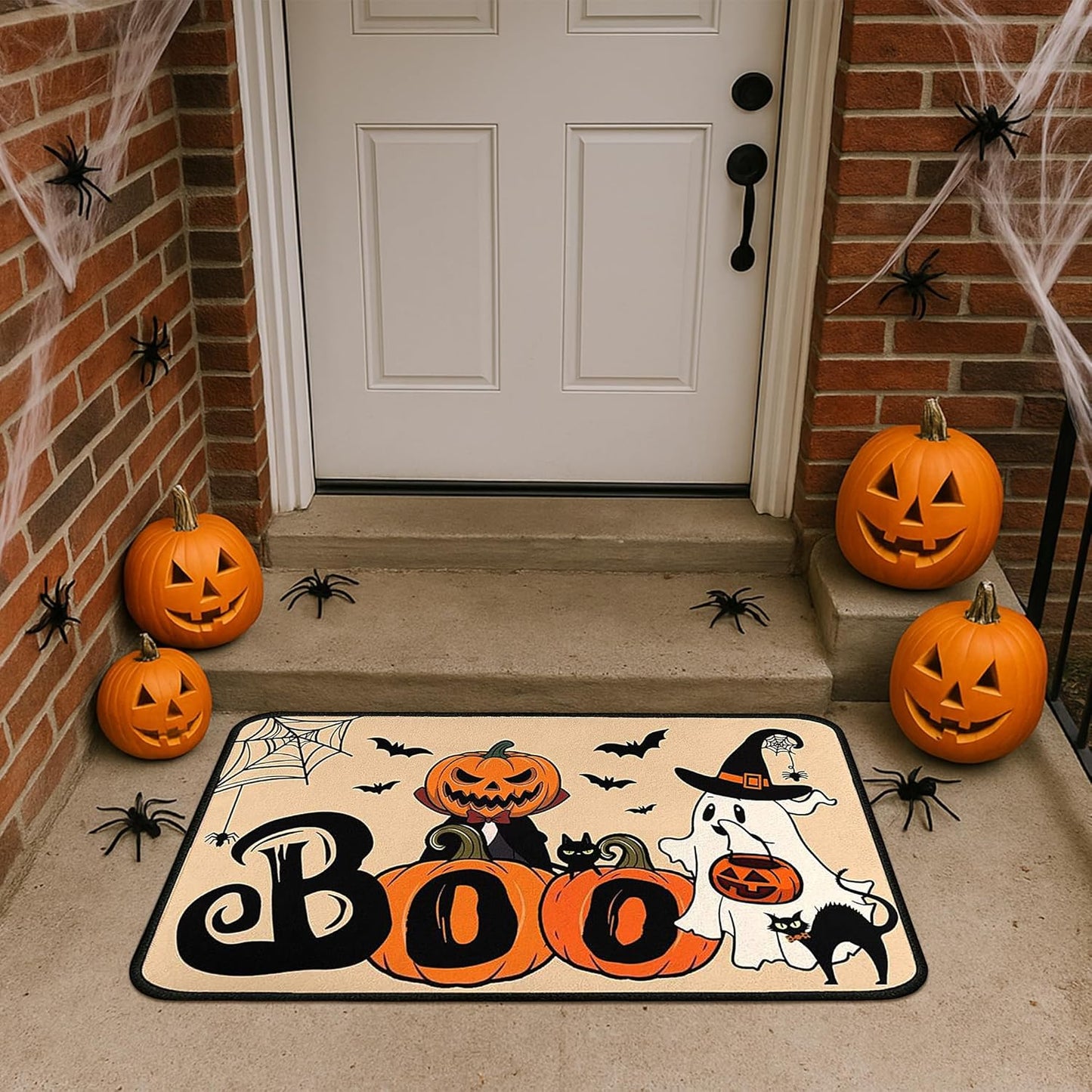 2 Piece Halloween Kitchen Decor Rugs Set,Cute Ghost Kitchen Rugs and Mats Non Skid Washable Absorbent Kitchen Accessories Decoration Floor Mats 17"x47"+17"x30"