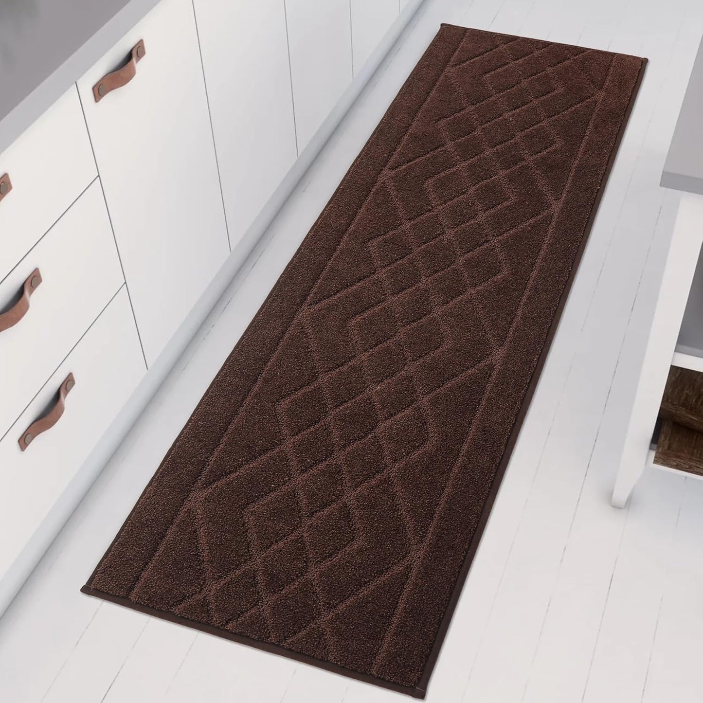 BEQHAUSE Kitchen Runner Rug 20”x59” Washable Non Slip Kitchen Mats for Floor Absorbent Soft Kitchen Rugs for Floor,Sink,Hallway,Laundry,Brown