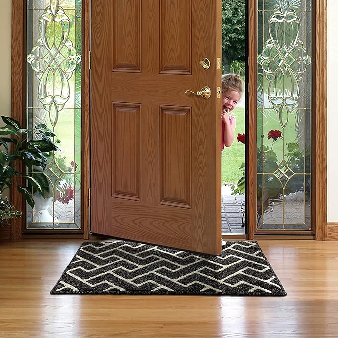 hicorfe Kitchen Rugs and Mats,Kitchen Mats for Floor,32"x40" Non Slip Runner Rug,Absorbent Resist Dirt Comfort Standing Mat Machine Washable for Entryway,Hallway,Front of Sink(Black)