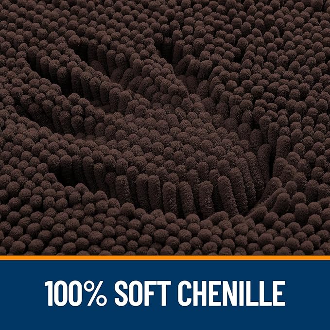 OLANLY Bathroom Rugs 50x30, Extra Soft Absorbent Chenille Bath Rugs, Rubber Backing Quick Dry, Machine Washable Bath Mats for Bathroom Floor, Tub and Shower, Home Decor Accessories, Brown