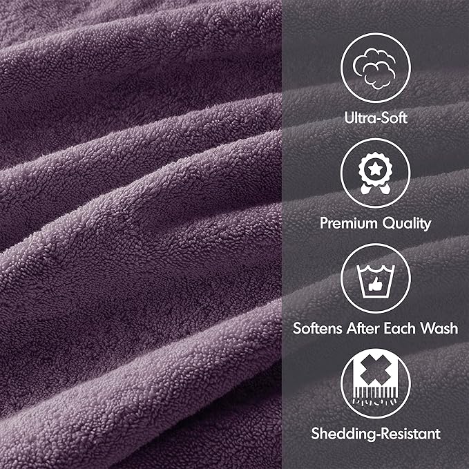 Madison Park 800GSM Bathroom Towel Set of 8 100% Cotton Bath Towel Set for Bathroom Luxurious Highly Absorbent 2 Bath Towels 2 Hand Towels 4 Washcloths Quick Dry Spa Quality Purple