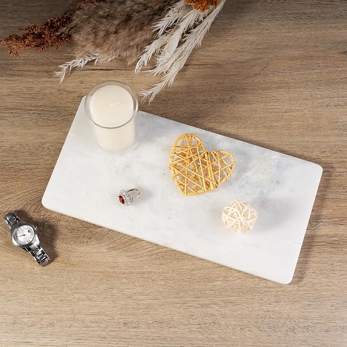 Natural Marble Tray, 12" x 6" Vanity Decorative Tray for Watch, Jewelry Holder, Perfume Organizer Candle Tray for Bedroom/Bathroom/Kitchen Countertop (Namib Fantasy)