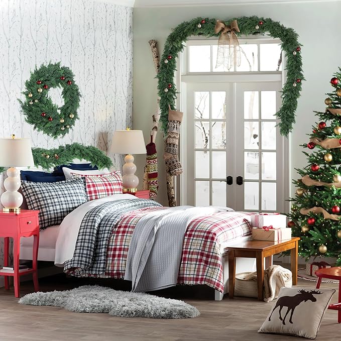 Hananona 6 FT Artificial Cedar Garlands, Real Touch Winter Cedar Cypress Garland, Green Artificial Greenery Pine Garland for Table, Mantle, Wall, Indoor, Outdoor Christmas Decorations (1, 6 FT)