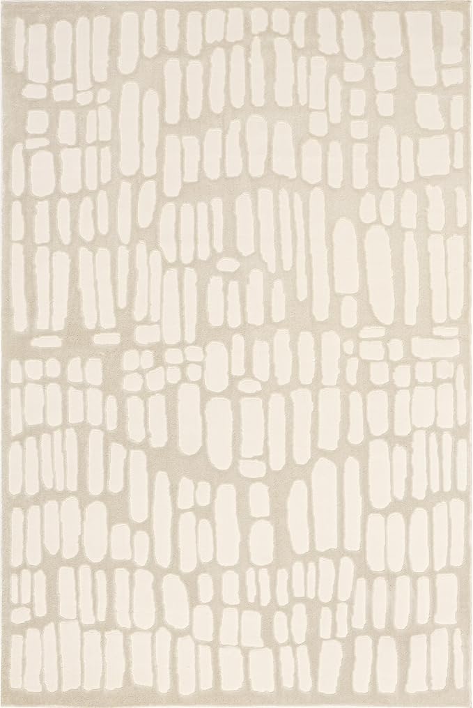 nuLOOM 2'8" x 8' Indoor Area Rug, 100% Recycled PET, Machine Washable, Oeko-TEX Certified, Medium Pile, Pet-Friendly, Belen Modern Abstract Cream