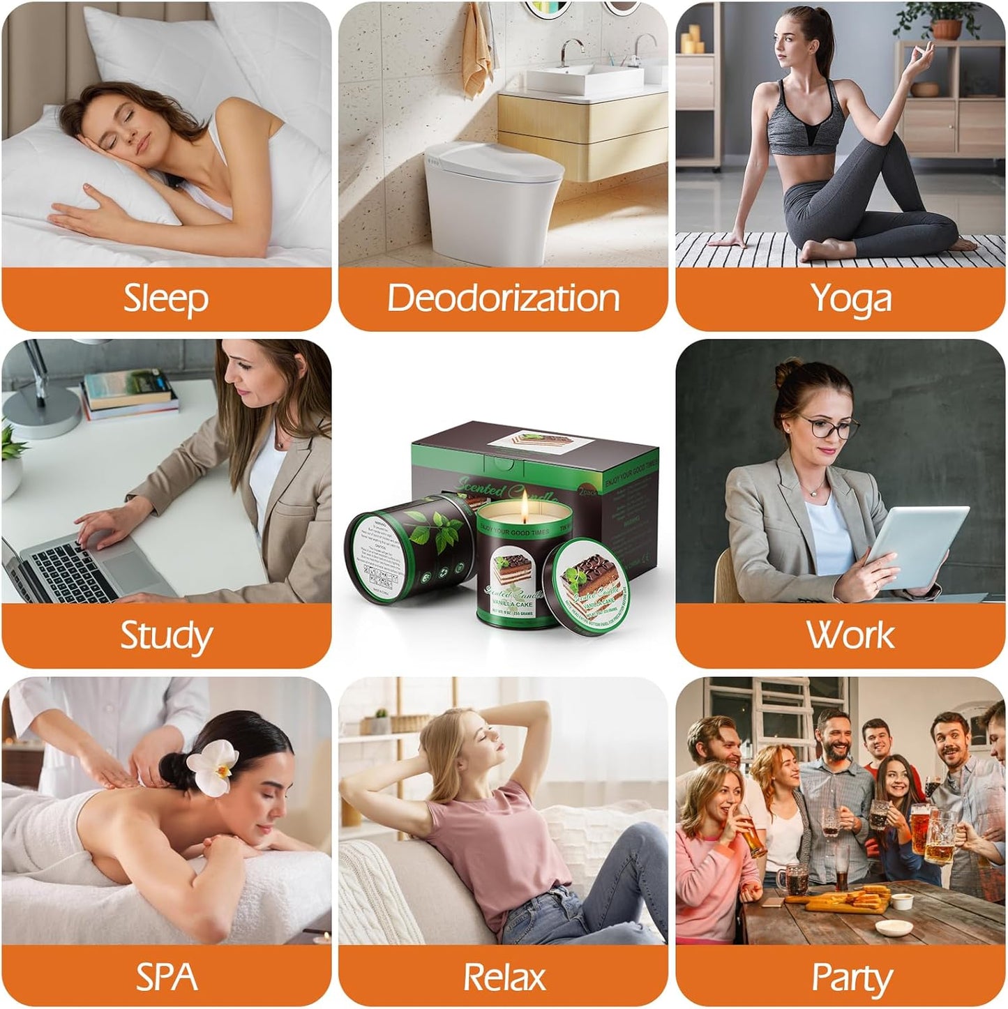 Premium Vanilla Cake Scented Soy Wax Candles Set | 2Pack 8% Essential Oils,80 Hrs Burn Time,Clean Burning&Smoke-Free| Aromatherapy Jar Tin Candle for Home, Relief & Sleep | Gift Set of Men&Women