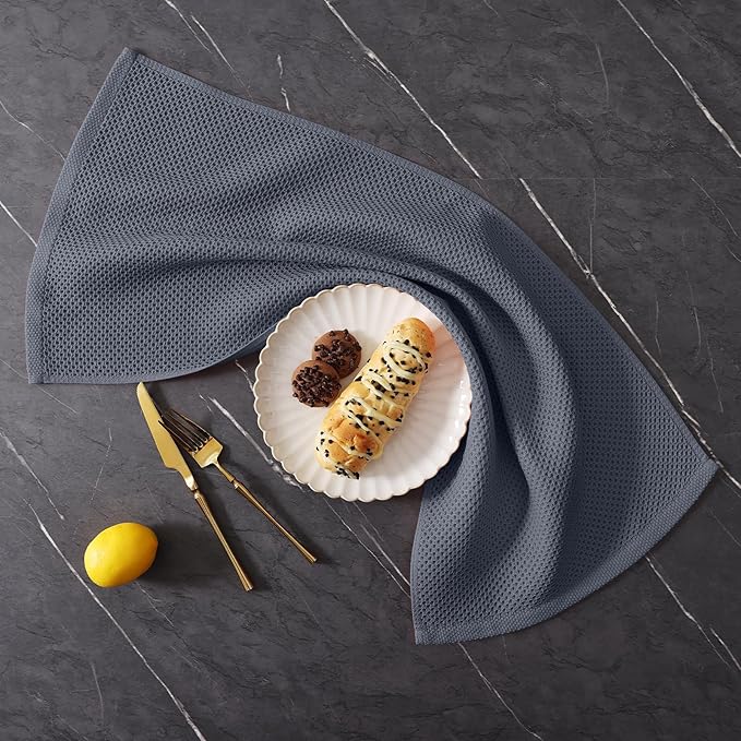 Homaxy 100% Cotton Kitchen Towels and Dishcloths Set, 12 x 12 Inches and 13 x 28 Inches, Set of 12 Bulk Kitchen Towels Set, Ultra Soft Absorbent Dish Cloths for Washing Dishes, Dark Grey