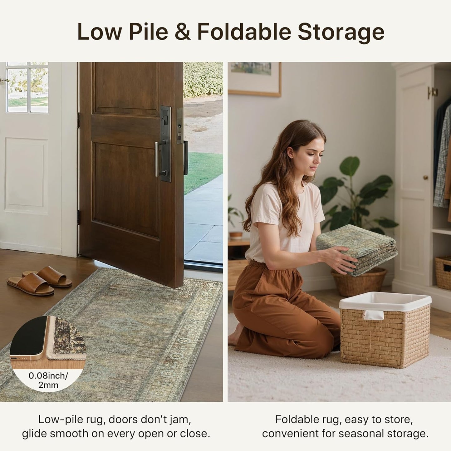 Runner Rug for Hallway Kitchen, 2x12 Machine Washable Runners Rug for Entryway, Soft Modern Boho Throw Rugs, Low Pile Floor Cover with Non Slip Backing, Distressed Light Greyish Sage Green