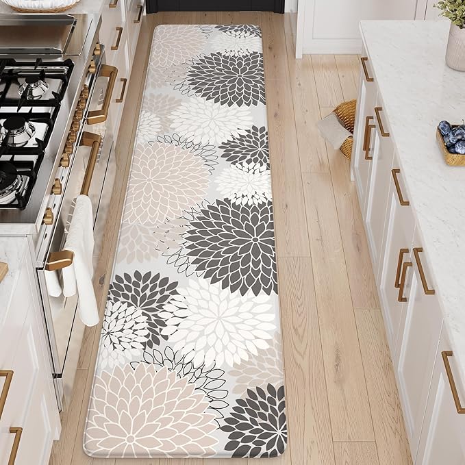 KIMODE Kitchen Mats Cushioned Anti Fatigue, Farmhouse Rugs for Kitchen Rug Runner Stain Resistant, Ergonomic Standing Kitchen Floor Mat, Non Slip Waterproof Kitchen Sink Rug, 20" x 71", Pink