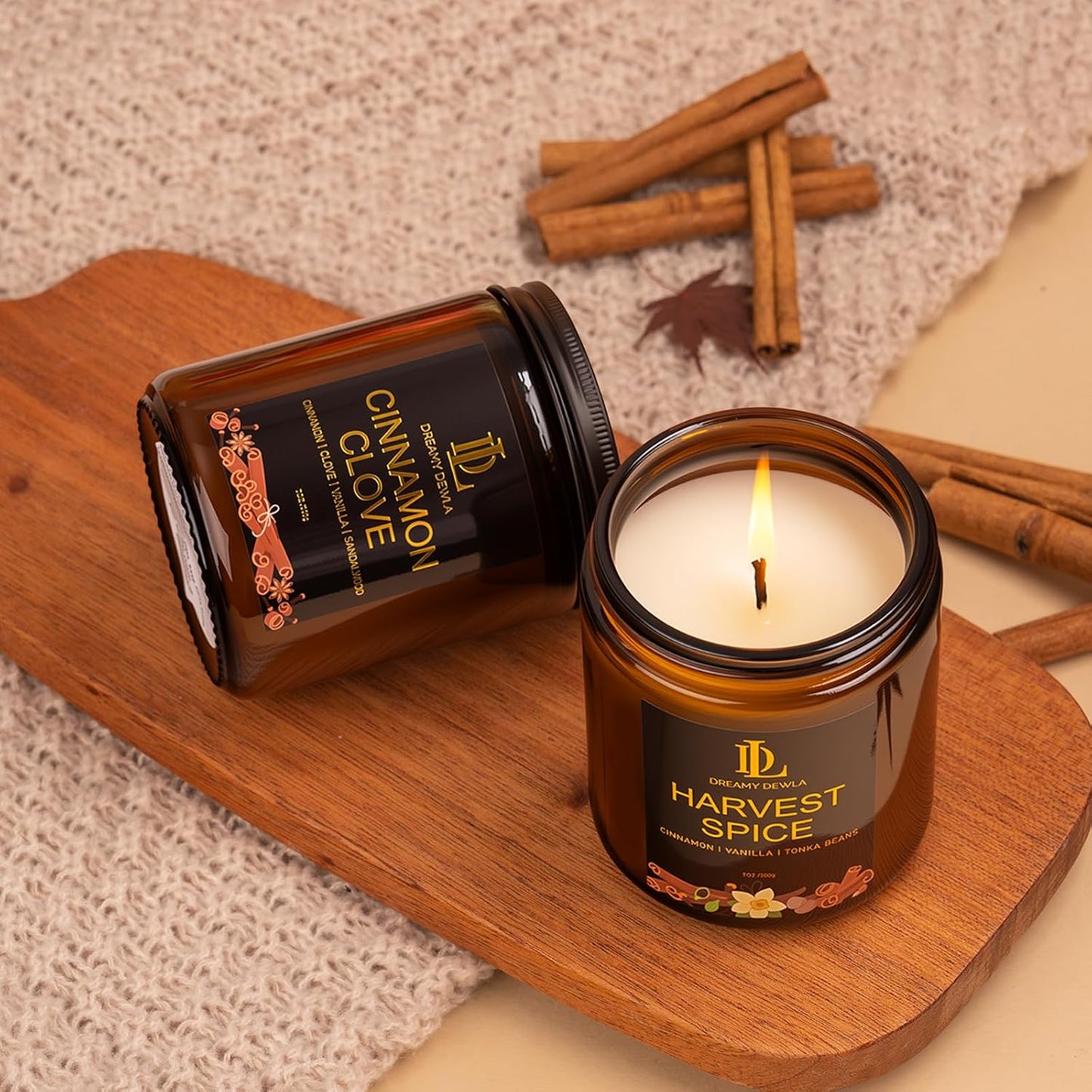 Fall Candle | Harvest Spice Scented Candle - Autumn Home Decor, 7oz Autumn Soy Candles with 50hr Burn Time, Holiday Thanksgiving Fall Gifts for Women Men