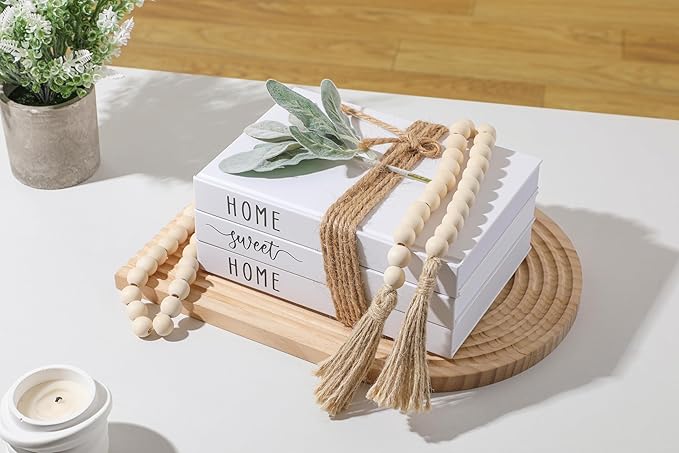 TenXVI Designs White Decorative Faux Books for Farmhouse & Living Room Decor - Coffee Table & Shelf Accent, Home Sweet Home