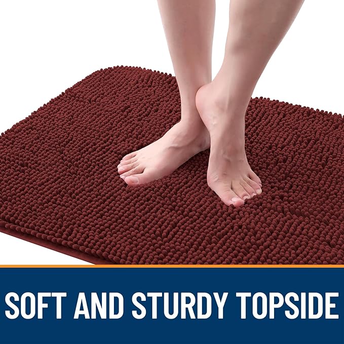OLANLY Dog Door Mat for Muddy Paws 36x24, Absorbs Moisture and Dirt, Absorbent Non-Slip Washable Doormat, Quick Dry Chenille Mud Mat, Entry Indoor Entryway Carpet for Inside Floor, Caramel Russet