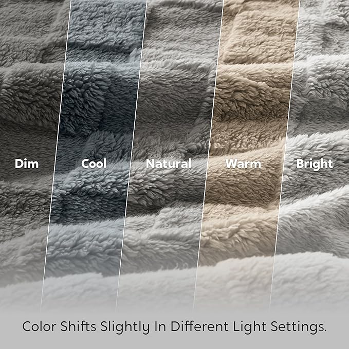 Joiedomi Queen Size Blanket for Bed, Soft Grey Fleece Checkered Blankets Gifts for Women Mom Girls, 280GSM Cozy Cute Soft Throw Home Room Decor Aesthetic Gifts 90x90 Inches