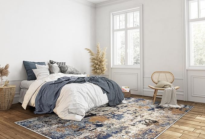 Keen Home Design Area Rugs - 9x12 Non-Shedding, Abstract Rugs for Kitchen, Living Room, Bedroom, Dining Room, Entryway - Size: 9'2" x 11'11", Multi