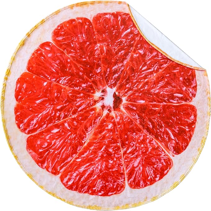 Vessia Grapefruit Throw Blanket, Realistic Funny Food Blanket for Adults and Kids, 300GSM Giant Soft Fruits Throw for Couch, Sofa, Bed, Fun Cozy Round Gifts for Boys, Girls, 60 inches