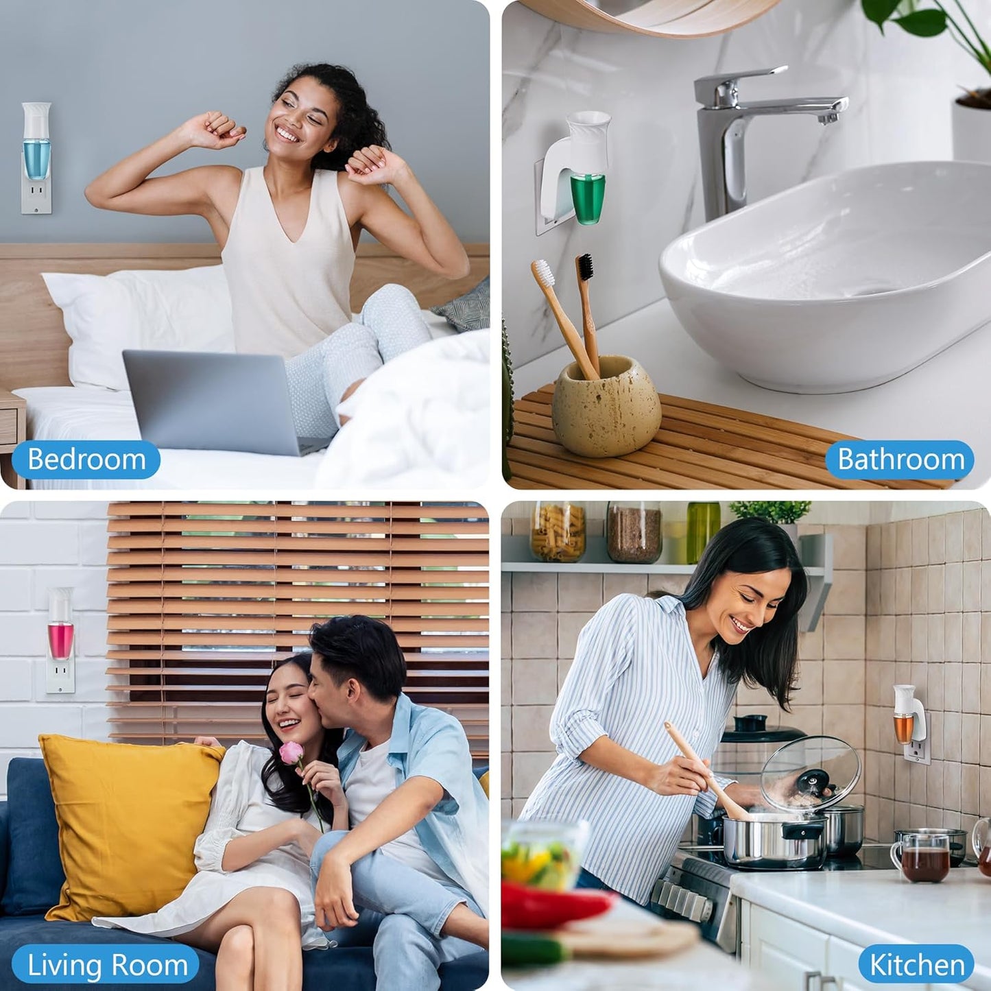 6 Pack Wall Fragrance Plug in Compatible with Bath and Body Works WallFlower Fragrances, ETL Certified, Rotatable, Precise Scent Control Fragrance Diffuser Plug for Home, Office (White)