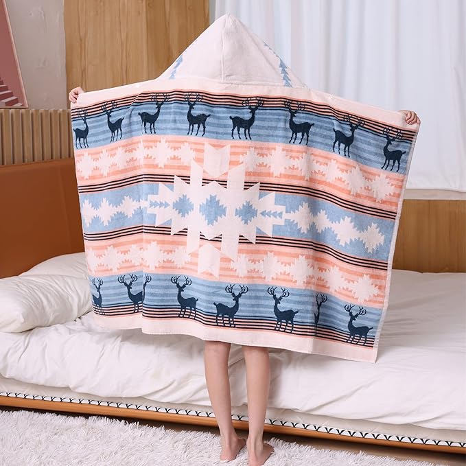 Kids Bath Towels, Kids Towel Girls Boys Hooded Beach,Bathroom,Pool Swim Towels 30 × 50 INCH Large Size Ultra Absorbent Cute Cartoon Animal Full Vitality 100% Cotton Wearable Wrap for Child