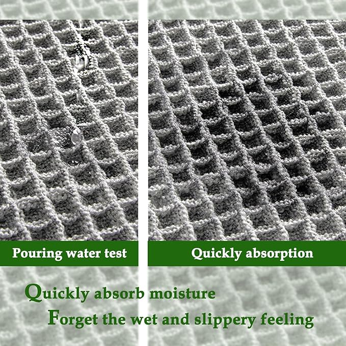 ZALL Grey Waffle Bath Mat,Super Absorbent Non Slip Long Bathroom Runner Rug,Gray 24X72inch,Machine Washable Ultra Soft Floor Mats