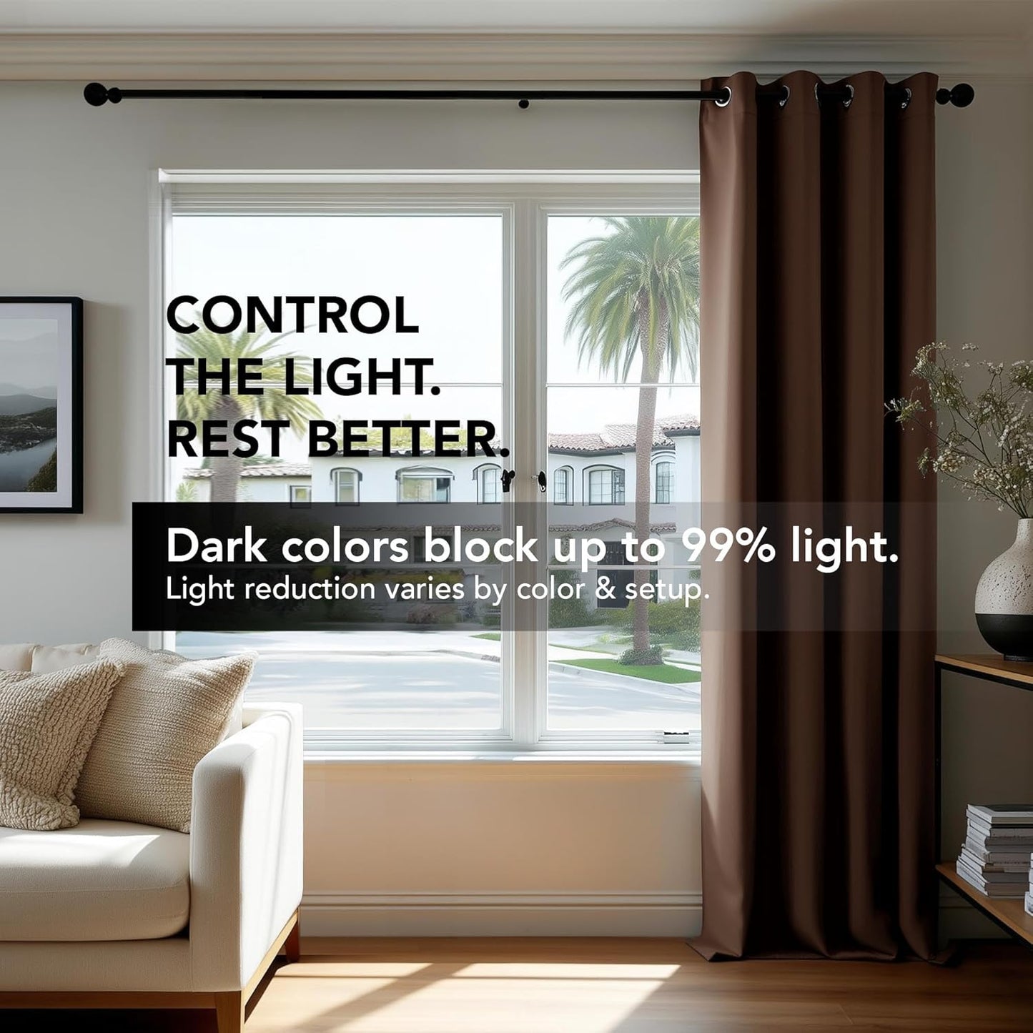 Deconovo Blackout Curtains for Bedroom – Set of 2 52W x 45L Inch Thermal Insulated & Noise Reducing Panels–Home Window Room Darkening Sustainable Grommet Drapes for Living Room and Nursery, Chocolate