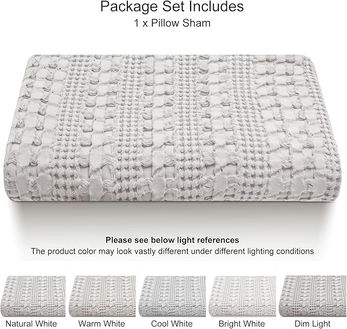 PHF 100% Cotton Waffle Body Pillowcase with Zipper, 1 Pack 20" x 54" Soft Skin-Friendly Pillow Sham, No Filling, Aesthetic Woven and Breathable Waffle Weave Body Pillow Cover for Bed, Light Grey