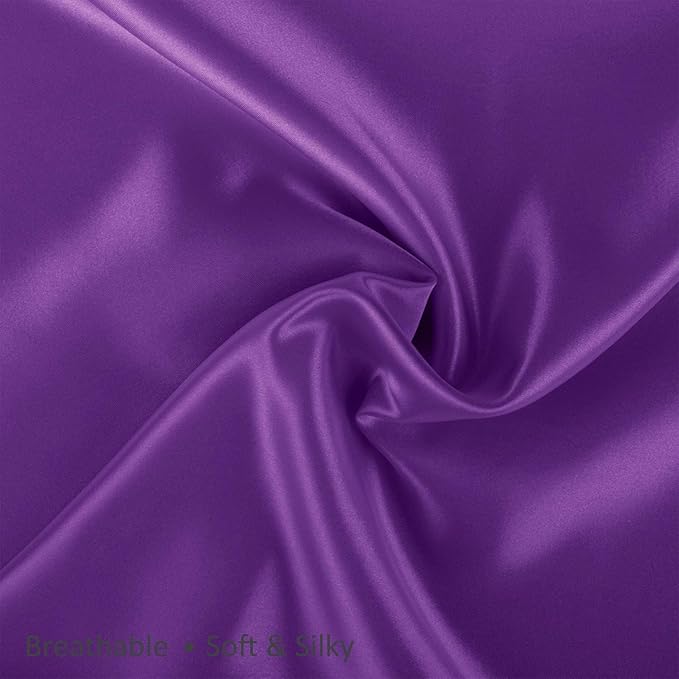 Purple Satin Pillowcase with Zipper, for Hair and Skin Care, Feels Soft and Cool Like a Silk Pillowcase, Satin Pillow Cases 2 Pack, Slik Pillow Cover, Grape/Purple, King Size - Set of 2