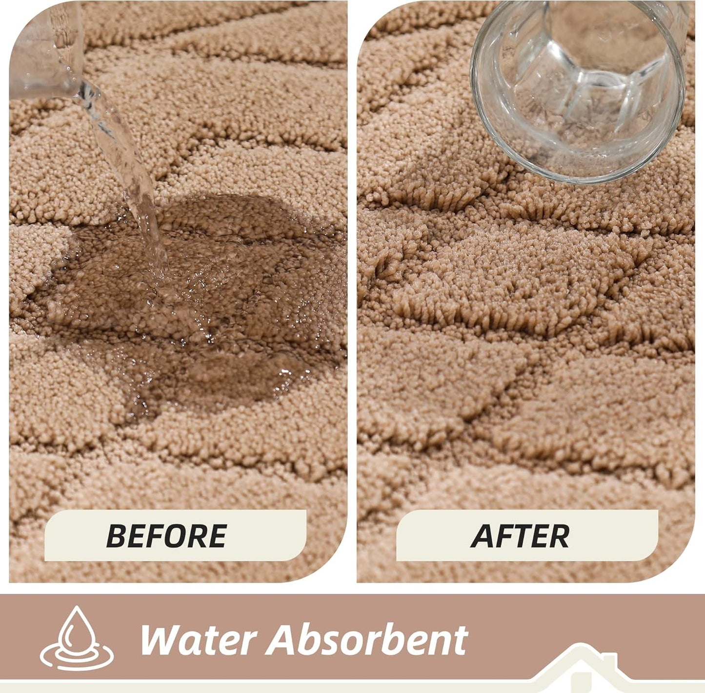 BEQHAUSE Kitchen Runner Rug 20”x59” Washable Non Slip Kitchen Mats for Floor Absorbent Soft Kitchen Rugs for Floor,Sink,Hallway,Laundry,Beige/Camel