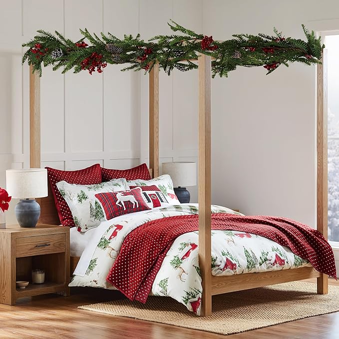 Levtex Home - Cross Stitch Velvet Red Quilt Set - Twin Quilt + One Standard Pillow Sham - Cross Stitched Pattern - Quilt Size (68x86in.) and Pillow Sham Size (26x20in.) - Reversible