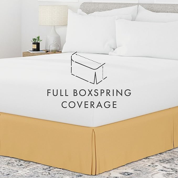 Linen Market Bed Skirt - Ultra Soft Microfiber - Easy Fit with 14 Inch Tailored Drop - Hotel Quality, Shrinkage & Fade Resistant - Bed Cover - King Bed Set - Bedroom Décor - (King, Gold)