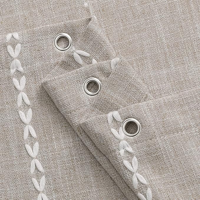 MitoVilla Boho Long Shower Curtain 72 x 78, Farmhouse 78 inch Long Polyester Linen Fabric Shower Curtains with Tassel for Chic Cottagecore French Rustic Bathroom Decor, Tan Brown