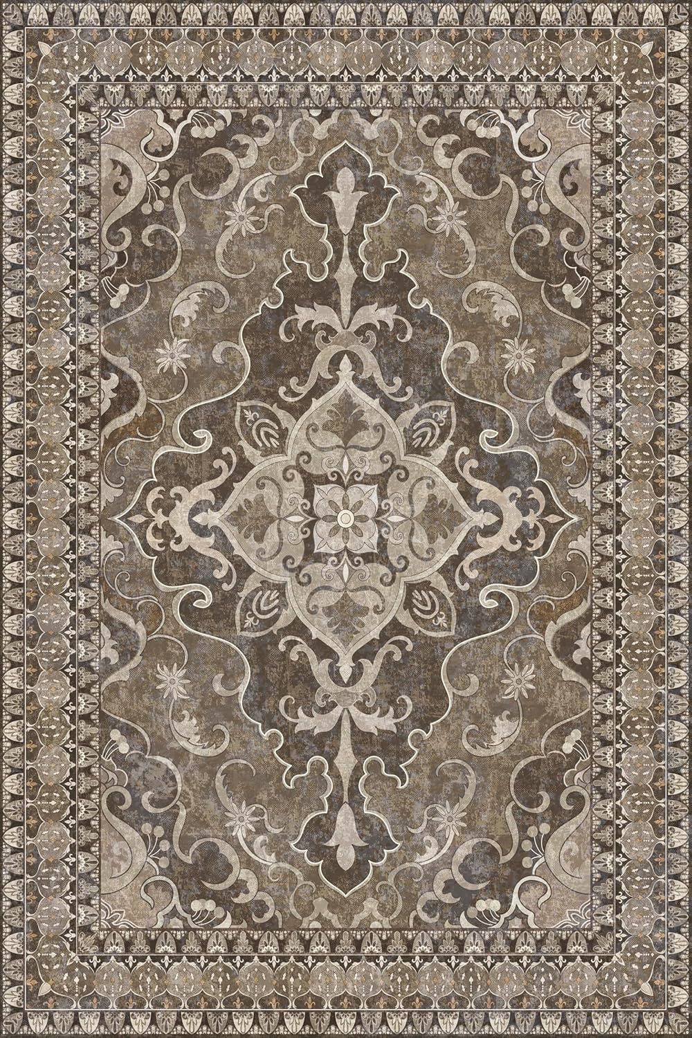 Washable Area Rug 6x9 | Non Slip Area Rug for Living Room, Bedrooms, Dining Room | Ultra-Soft Flannel Carpet Area with Rubber Backing (Dark Sage, 6x9)