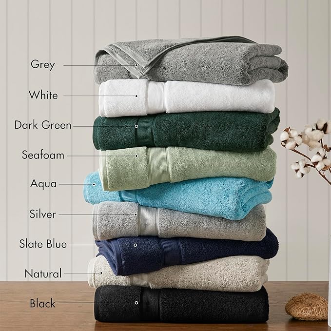 Madison Park 800GSM Bath Sheet Towel Oversized 34" x 68" 2 Pack 100% Cotton Bath Towel Set Highly Absorbent Hotel Spa Quality for Bathroom, Slate Blue