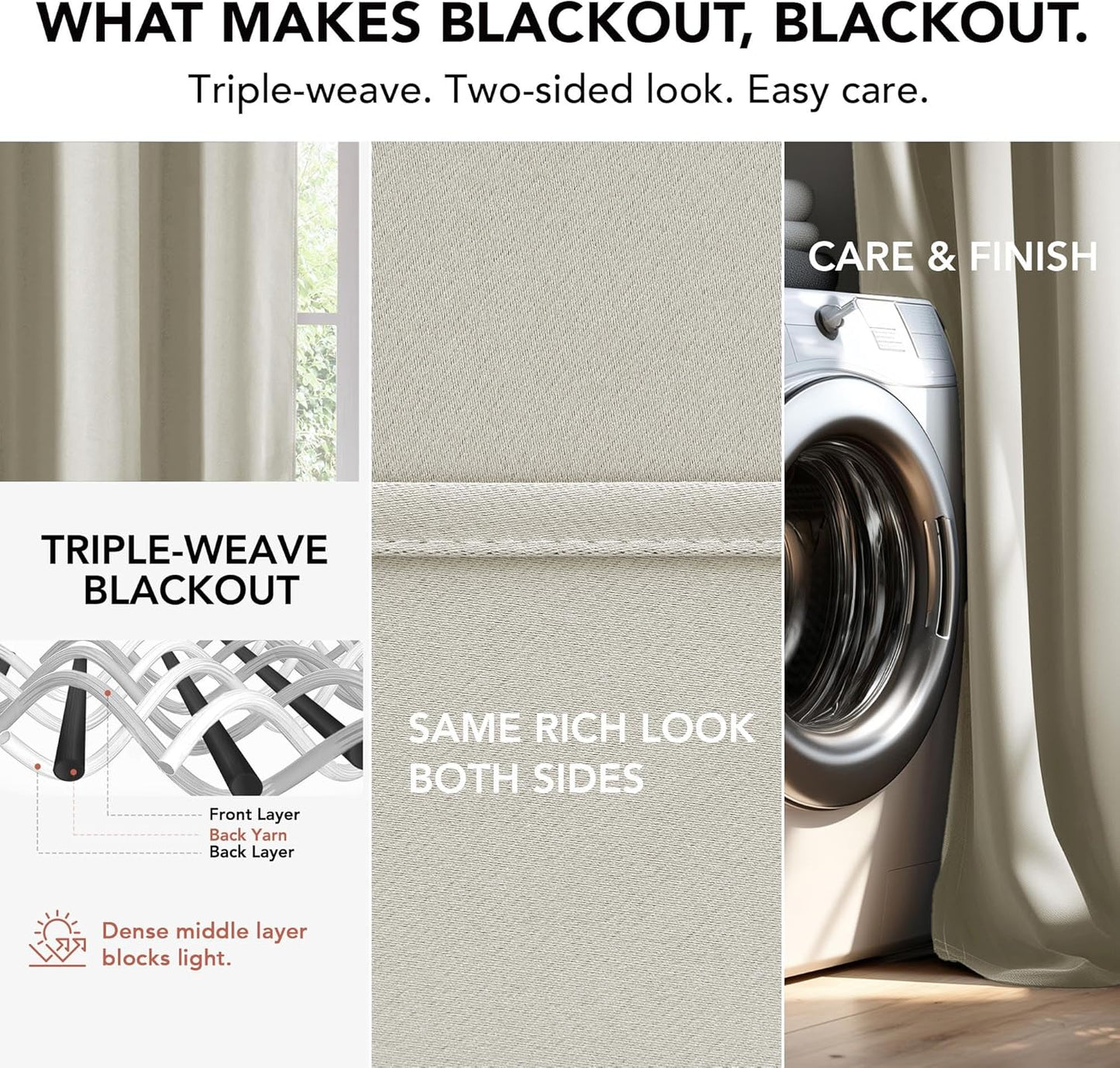 Deconovo Blackout Curtains for Bedroom–Set of 2 42W x 54L Inch Thermal Insulated & Noise Reducing Panels–Home Window Room Darkening Sustainable Grommet Drapes for Living Room and Nursery, Light Beige