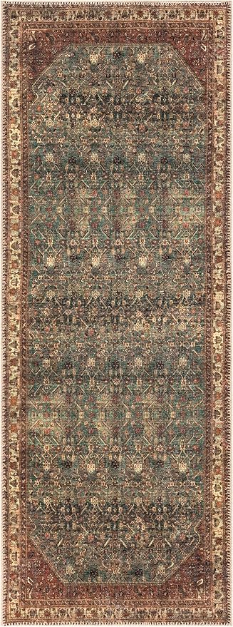 Keen Home Design 2x7 Rug - Machine Washable Runner Rug with Non-Slip Backing, Ideal for Hallway, Entryway, Kitchen, Laundry Room - Vintage, Easy Clean, Durable, Low Pile Rug - (2'6" x 7')